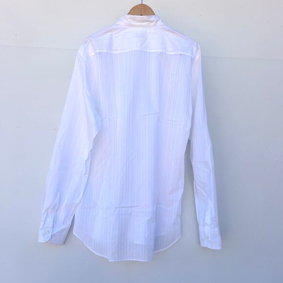 Prada Men’s White Button Down Dress Shirt Long Sleeve 44 17.5 Italy Designer - Picture 2 of 6